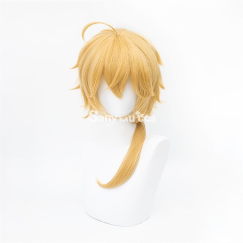 【In Stock】Game Genshin Impact Thoma Golden  Ponytail Medium Cosplay Wig