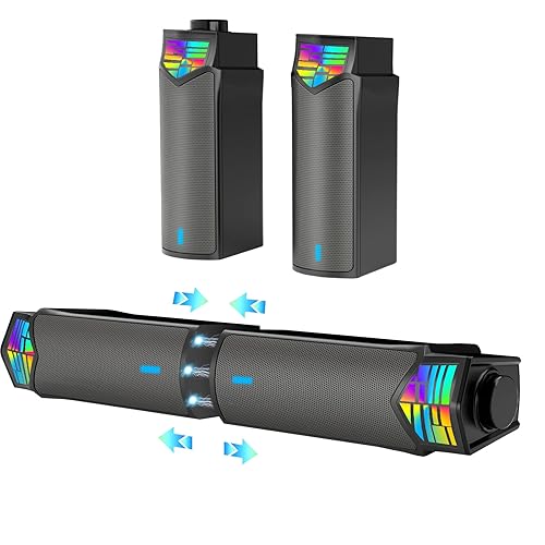 Gaming Speakers for PC, Computer Speakers for Desktop Monitor with Bluetooth, 2 in 1 Computer Speaker Soundbar, Can Be Split and Combined Freely