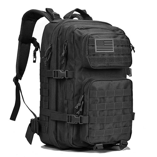 REEBOW GEAR Military Tactical Backpack Large Army 3 Day Assault Pack Molle Bag Backpacks… - Black