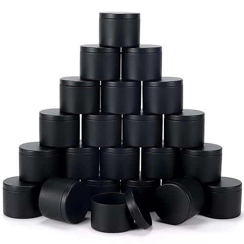 24 Pieces 4 Oz Black Candle Tins,4oz Candle Jars Candle Containers with Lids, Candle Tin for Candles Making, Arts & Crafts, Storage, and Gifts