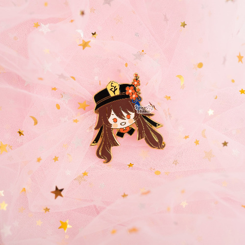 Genshin Impact Hutao/Hu Tao & Yanfei Hard Enamel Pin - Hu Tao / [A Grade] / Simple Rubber Back