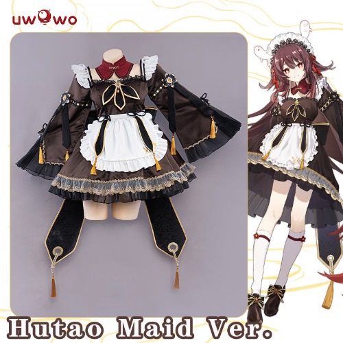 Genshin Impact Fanart Hutao Maid Ver Hu Tao Cosplay Costume | L