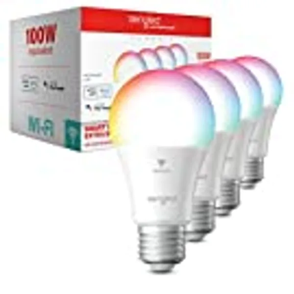 Sengled Smart Bulb, 100W Equivalent WiFi Color Changing Light Bulb, 1500LM Extra Bright Smart Light Bulb That Work with Alexa Google, Dimmable A19 Multicolor Alexa Bulb,CRI>90, No Hub Required, 4-Pack