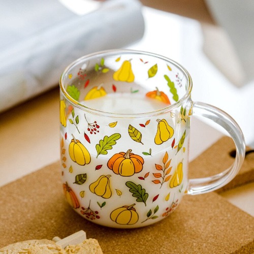 Cottagecore Mushroom Glass Mug - Pumpkin