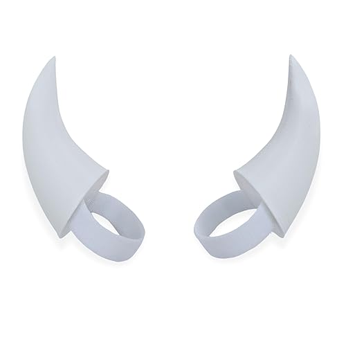 BeamTeam3D Demon Horns for Headphones - Small Devil Headphone Attachment in Various Colors with Self Fastener - Cosplay Devil Ears for Gamers and Streamers (Set of 2) (White) - White