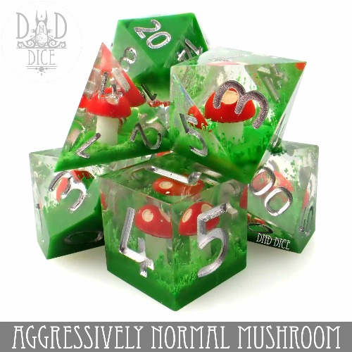 Aggressively Normal Mushroom Handmade Dice Set