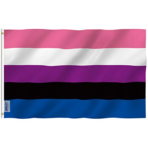 Anley Fly Breeze 3x5 Feet Genderfluid Flag - Vivid Color and Fade proof - Canvas Header and Double Stitched - Genderfluid Pride Flags Polyester with Brass Grommets 3 X 5 Ft - Polyester