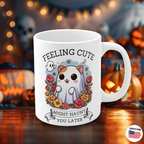 Feeling cute, might haunt you later, spooky cute Mug - 11oz