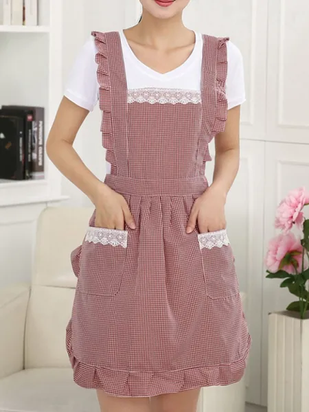 1pc Random Gingham Print Antifouling Apron