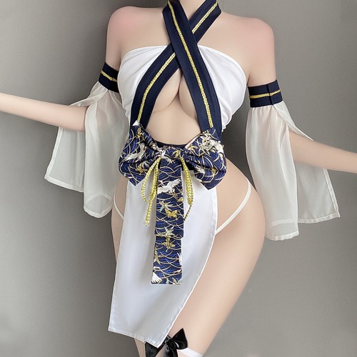 Amorino Kimono Anime Lingerie Set - White / M