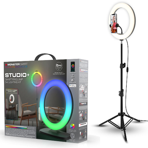 Monster Studio + Smart Ring Lamp and LED Vlogging Kit, Includes Tripod Stand/Mount - Walmart.com