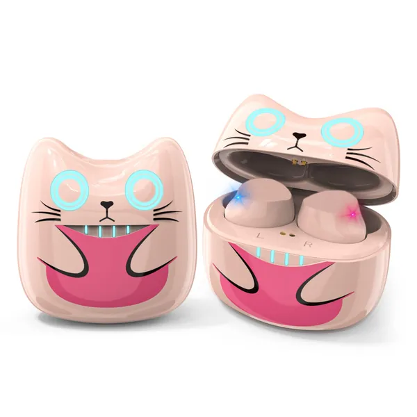 Pink Wireless Earbuds Girls Bluetooth Earbuds 36H Playtime IPX5 Waterproof Noise Reduction Stereo Cute Kids Earbuds USB-C LED Display Wireless Earbuds for Girls Kids Women,Fit for iPhone Android ipad - M21