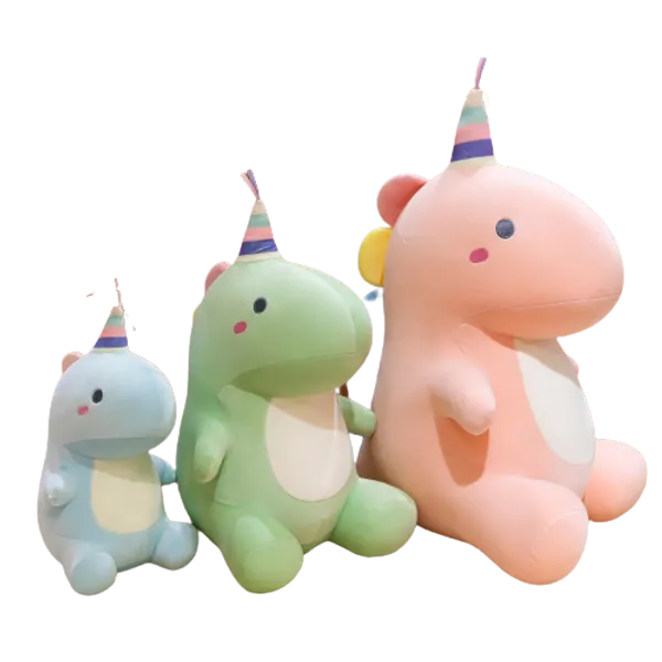 Party Dinosaur Plushies (3 Colors, 3 Sizes)