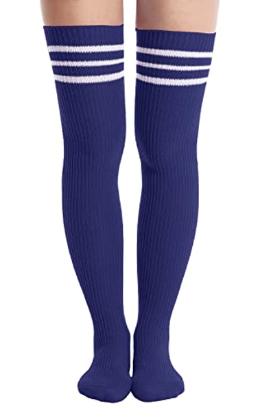 Abodhu Womens Thigh High Socks, Over Knee Socks for Women, Striped Knit Long Tall Stockings, Cosplay Casual Socks…
