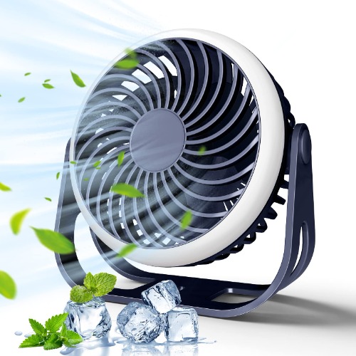 dovecina Ventilateur silencieux portable Mini USB rotatif à 360° - Avec crochet - Batterie de 2500 mAh - Pour bureau, chambre à coucher, tente, voyage (Blanc) - Blanc