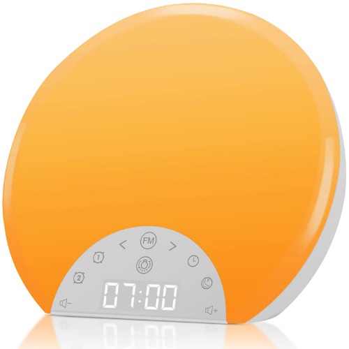 Sunrise Alarm Clock Wake Up Light for Kids, Adults, Heavy Sleepers with Dual Alarms, Snooze, Sleep Aid with 7 Nature Sounds, Alarm Clocks for Bedrooms with 8 Colors Night Light, FM Radio, Gift Ideas - 