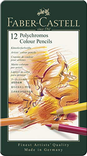 Faber-Castell 110012 - Künstlerfarbstift Polychromos, 12er Metalletui - 12 Stück (1er Pack) - Metalletui