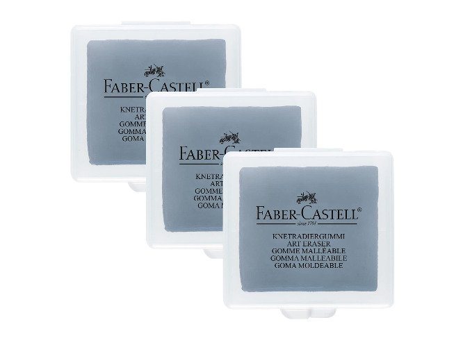 Faber-Castell 205004 - Knetradiergummi Art Eraser 127220, grau, 3 Stück