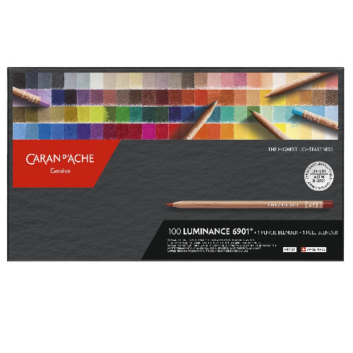Caran d'Ache D'Ache Luminance Box – 100 sortiert, inklusive 1 Bleistiftmischer, 1 Vollmixer, J6901800, multi, 1 Stück (1er Pack)