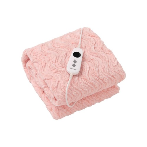 Dreamaker Luxurious Faux Fur 500GSM Electric Heated Coral Fleece Throw Rug Snuggle Blanket Reversible Adjustable 9 Heat Settings with LED Display Detachable Controller - 160X120cm (Blush Pink) - 160 x 120cm - Pink