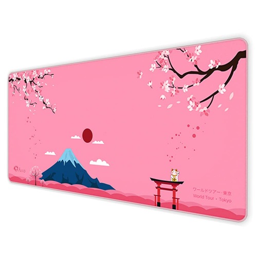 Akko Gaming Mouse Pad, World Tour Tokyo XXL Extended Keyboard Mat Desk Pad with Stitched Edges, 35.4 x 15.7 in Non-Slip Durable Rubber Base for Home Office Gaming Work