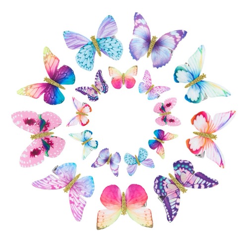 18PCS Butterfly Hair Clips Colorful Realistic Butterfly Glitter Barrette Alligator Snap Hair Clips for Women and Girls - 