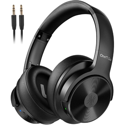 OneOdio A30 Wireless Active Noise Cancelling Headphones, Over Ear Bluetooth Headphones, Hi-Fi Stereo Audio, Deep Bass, Wireless & Wired 2-in-1, Comfortable Soft Earcups Ideal for Travel Home Office - 
