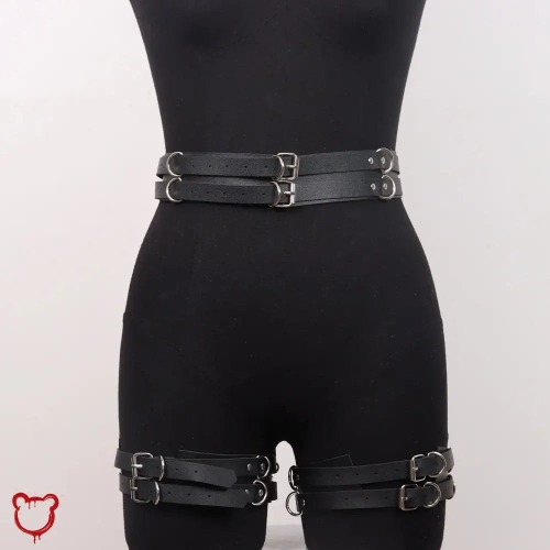 Faux Leather Thigh Garter - Black / One-size-fits-all (adjustable)