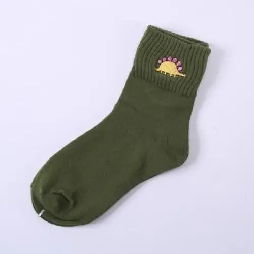 Adorable Kawaii Baby Dinosaur Socks for Cute Style - Green Triceratops