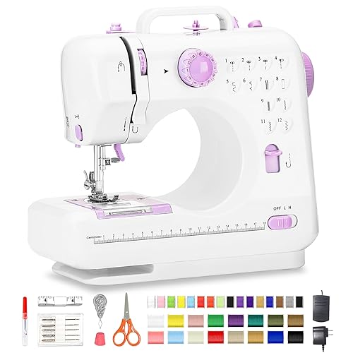 Sea Punk Sewing Machine for Beginners, Mini Sewing Machine with 12 Built-in Stitches, Kids Sewing Machine with Foot Pedal, High-Low Speeds, Portable Sewing Machines and Sewing Enthusiasts (505)