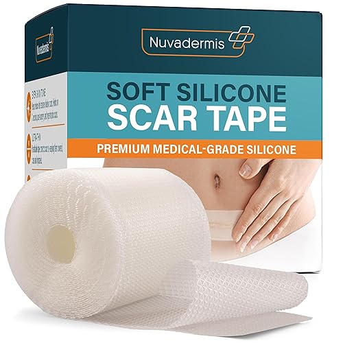 NUVADERMIS Clear Silicone Scar Tape for Surgical Scars - 120" x 1.5" Roll - Extra Long Scar Sheets for C-Section, Tummy Tuck, Keloid, and Surgical Scars - Reusable Medical Grade Silicone Scar Tape - Clear - 1 Pack