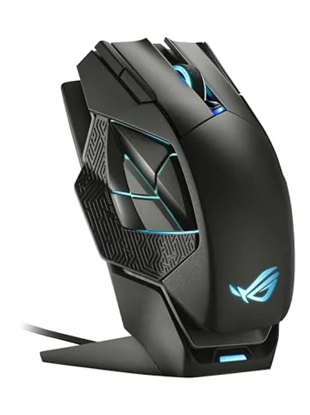 ASUS ROG Spatha X Wireless Gaming Mouse (Magnetic Charging Stand, 12 Programmable Buttons, 19,000 DPI, Push-fit Hot Swap Switch Sockets, ROG Micro Switches&Paracord and Aura RGB lighting),Black