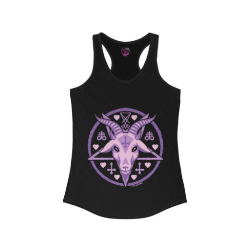 Pastel Goat Baphomet Racerback Tank - L / Solid Black