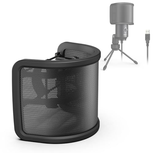 FIFINE Pop Filter, Mic Pop Screen with Metal Mesh, Compact Microphone Pop Shield Windscreen for Recording Studio, YouTube Videos, Streaming, Podcast (Black)