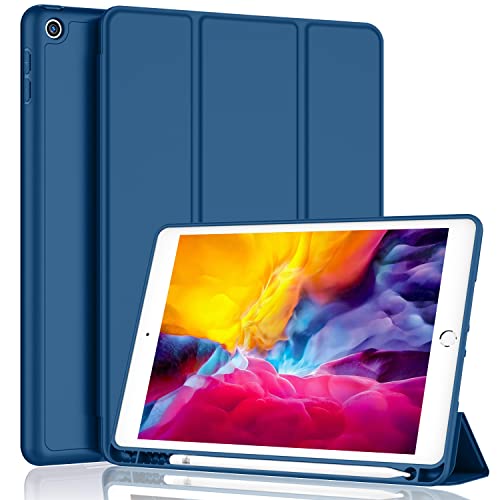 iMieet iPad 9.7 Case (2018/2017 Model, 6th/5th Generation), Smart Cover with Pencil Holder and Soft Baby Skin Silicone Back and Full Body Protection, Auto Wake/Sleep Cover (Navy Blue) - Navy Blue