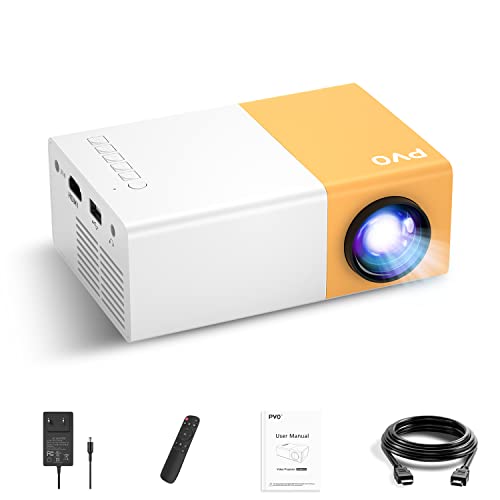 Mini Projector, PVO Portable Projector for Cartoon, Kids Gift, Outdoor Movie Projector, LED Pico Video Projector for Home Theater Movie Projector with HDMI USB Interfaces and Remote Control - projector YG300Pro