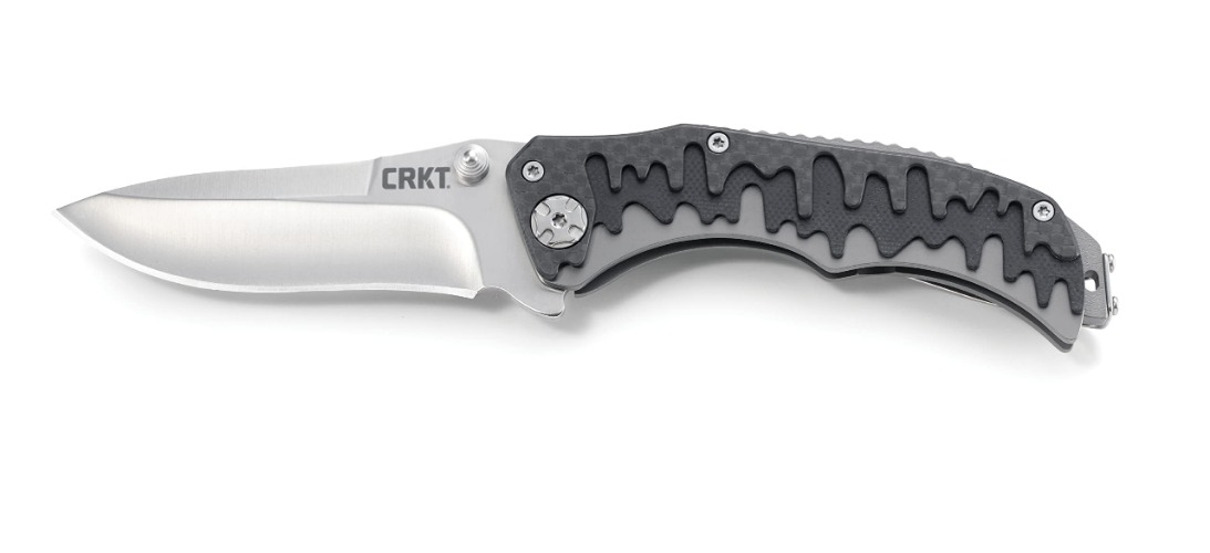CRKT Drip Tighe EDC Folding Pocket Knife: Assisted Opening Everyday Carry, Satin Blade, Thumb Stud, Liner Lock, G10 Handle with Carbon Fiber Overlays, Pocket Clip 1190, Black