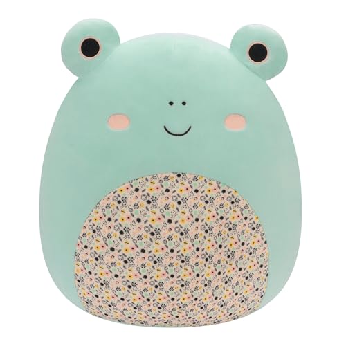 Squishmallows Original 14-Inch Fritz Green Frog with Easter Print Belly - Official Jazwares Large Plush