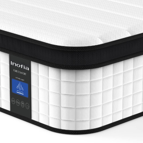 Inofia Twin Mattress, 12 Inch Hybrid Innerspring Single Mattress in a Box, Cool Bed with Breathable Soft Knitted Fabric Cover - Twin 12 inch