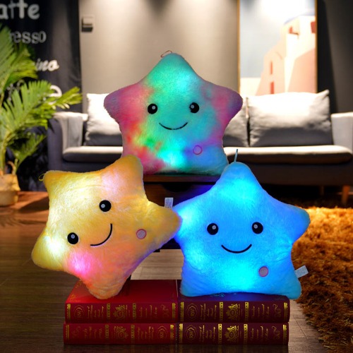 Colorful Glowing LED Star Pillow - Yellow / 35cm