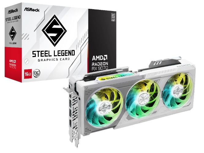 Asrock Radeon RX 9070 Steel Legend OC 16GB GDDR6 PCI-Express Graphics Card