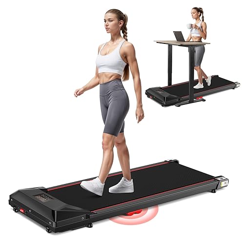 Sperax Walking Pad Treadmill-Treadmills for Home-Under Desk Treadmill,Remote Control & LED Display - Black-Shock Absorption