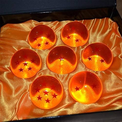 MEETOZ 7pcs Small 42mm Crystal Acrylic Resin Glass Ball with Gift Box Dragon Transparent Play Balls - 42mm