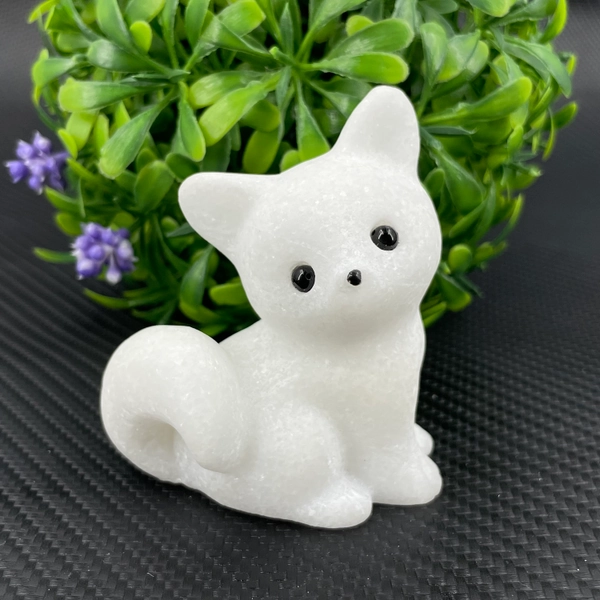 Natural White Jade Fox,Cute Fox,Crystal Fox,Hand Carved,Home Decoration,Crystal Gifts,Reiki Healing,Crystal Healing