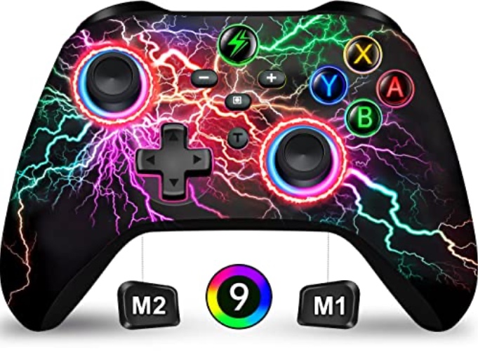 Wireless Switch Pro Controller for Nintendo Switch Controller/Lite/OLED, LED Wired Windows PC Gmaepad-Wireless iOS/Android Remote with Cool RGB Light/Programmable - Red-Light Up