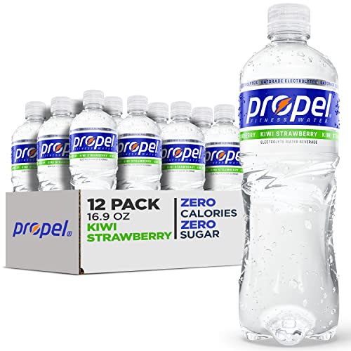Propel, Kiwi Strawberry, Zero Calorie Sports Drinking Water with Electrolytes and Vitamins C&E, 16.9 Fl Oz (Pack of 12) - Packaging May Vary - Kiwi Strawberry - 16.9 Fl Oz (Pack of 12)
