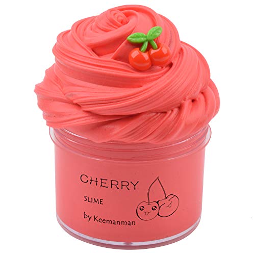 Keemanman Red Cherry Butter Slime, DIY Slime Supplies Kit for Girls and Boys, Stress Relief Toy Scented Slime Toy for Kids Education, Party Favor, Gift and Birthday(7oz) - Cherry
