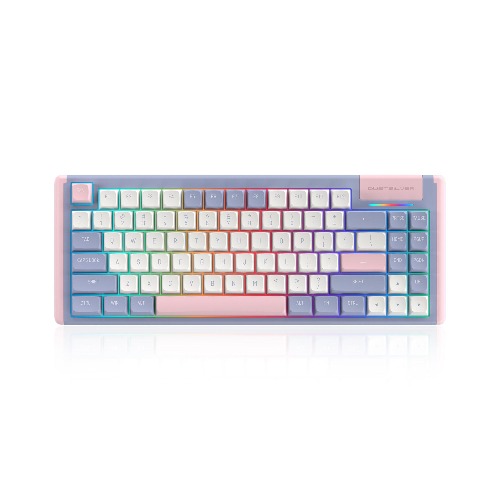 Dustsilver Purple Pink Lilac 75 Percent Cute Kawaii Mechanical Keyboard | K84 Wired / RGB Backlit / Gateron Red Switch Double Shot Keycap
