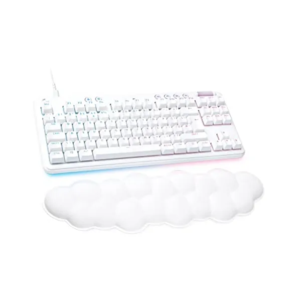 Logitech G G713 Wired Mechanical Gaming Keyboard with LIGHTSYNC RGB Lighting, Tactile Switches (GX Brown) and Keyboard Palm Rest, PC and Mac Compatible - White Mist - Wired Keyboard - Tactile Switches