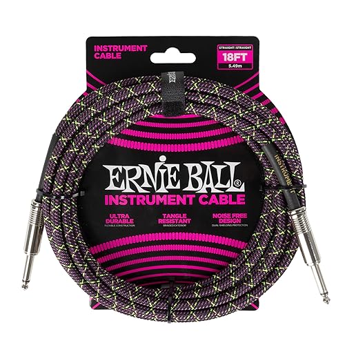 Ernie Ball Braided Instrument Cable Straight/Straight 18ft - Purple Python - Purple Python - 18ft - Straight/Straight